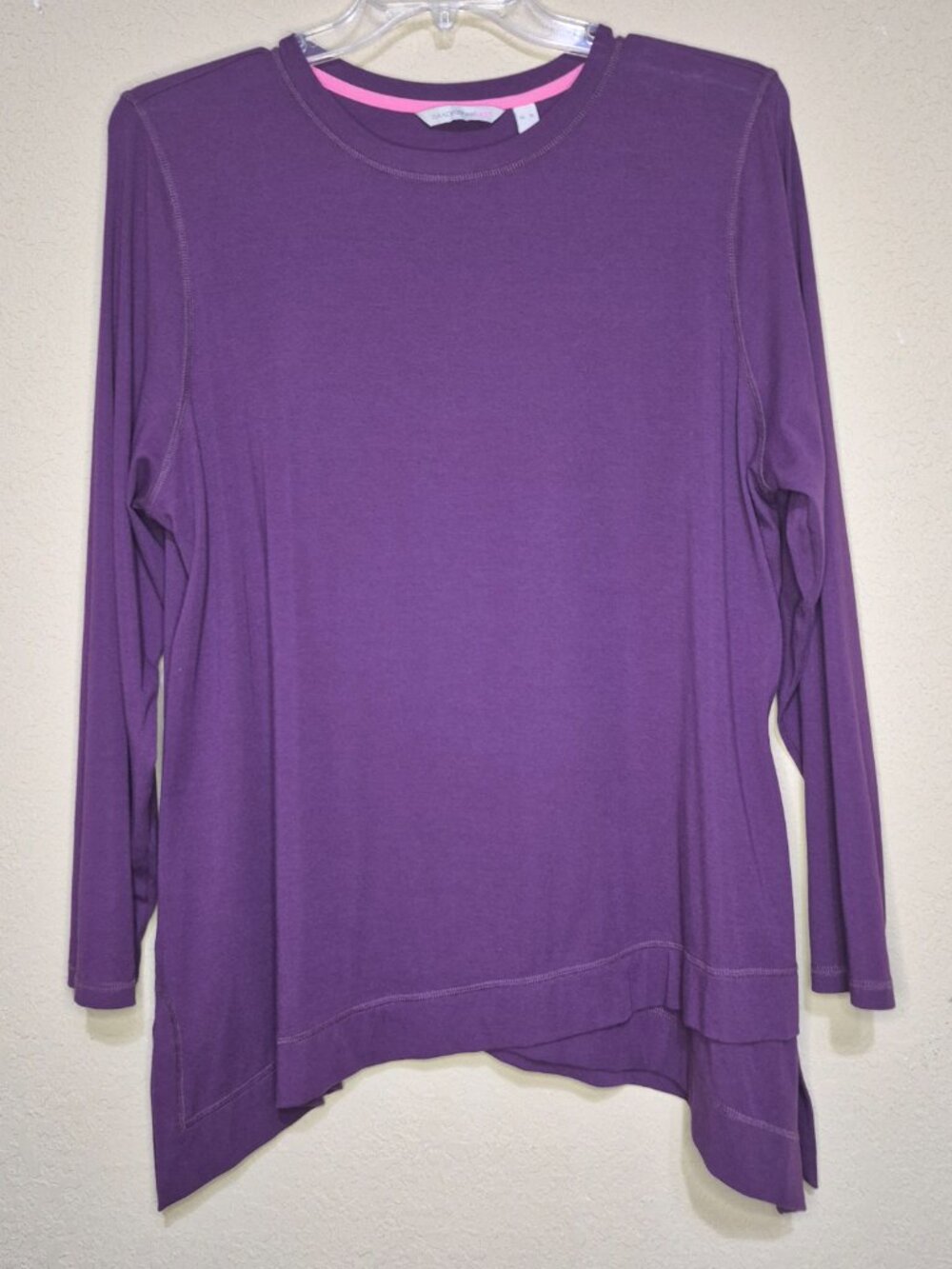 Isaac Mizrahi - Purple Pullover Asymmetrical Top - XL